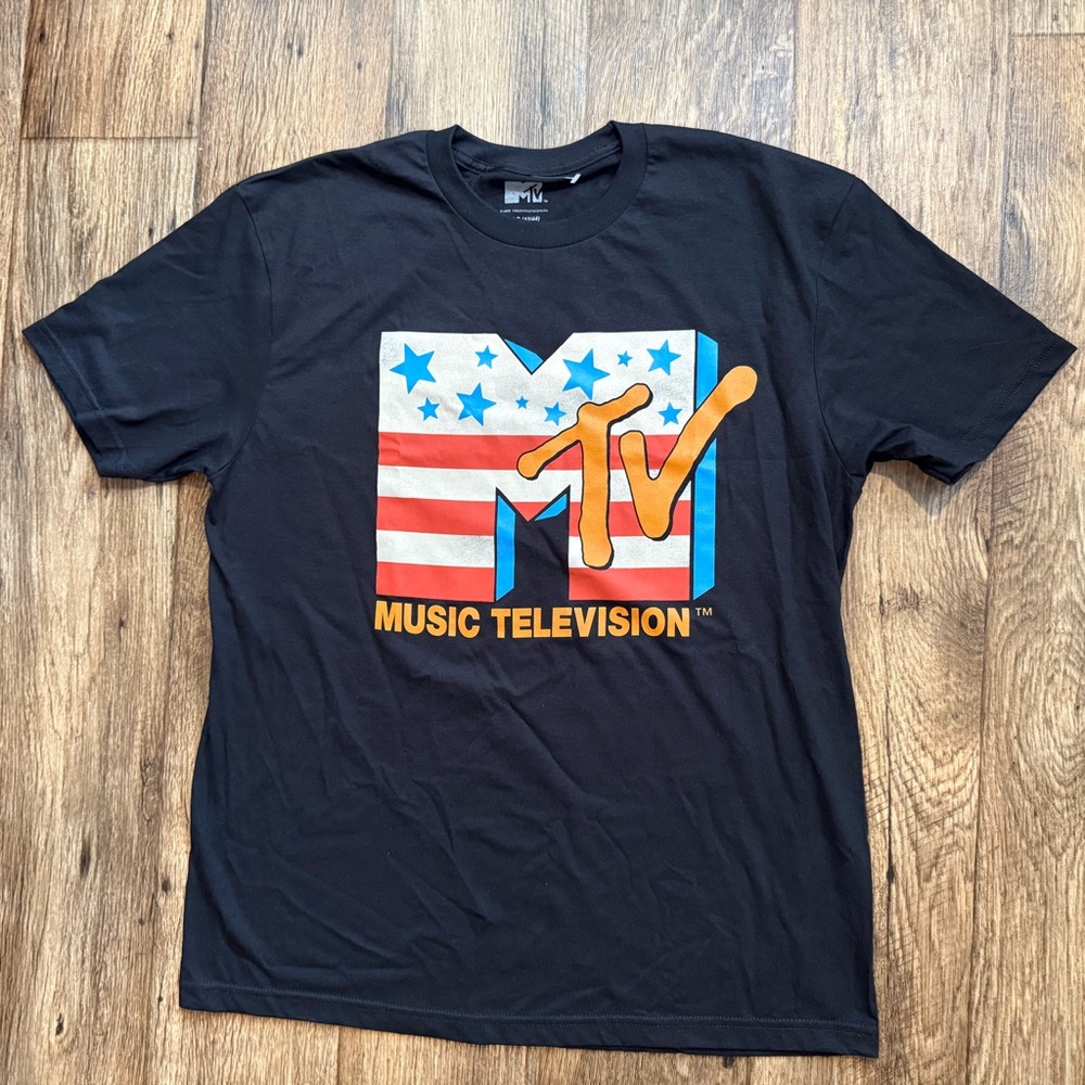 MTV Music‎ Television Graphic Tee Men’s Large Black Logo T-Shirt NEW